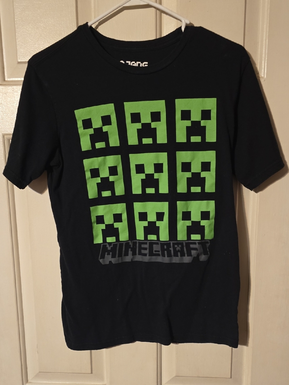 Boys' Black Short Sleeve Tee with Green Creeper Print